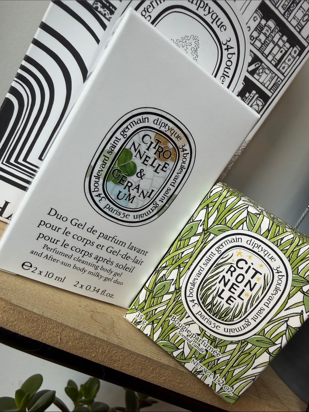 DIPTYQUE Lemongrass candle mini 35g and Diptyque Citronnelle & Geranium body duo